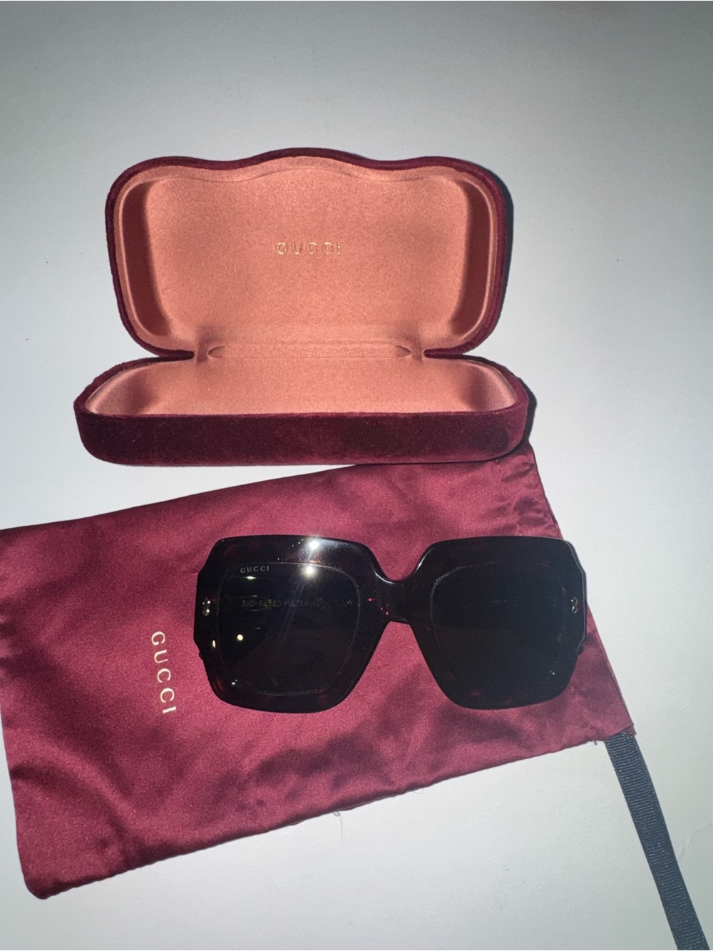 Gucci Tortoiseshell Frame Sunglasses with Green Lenses